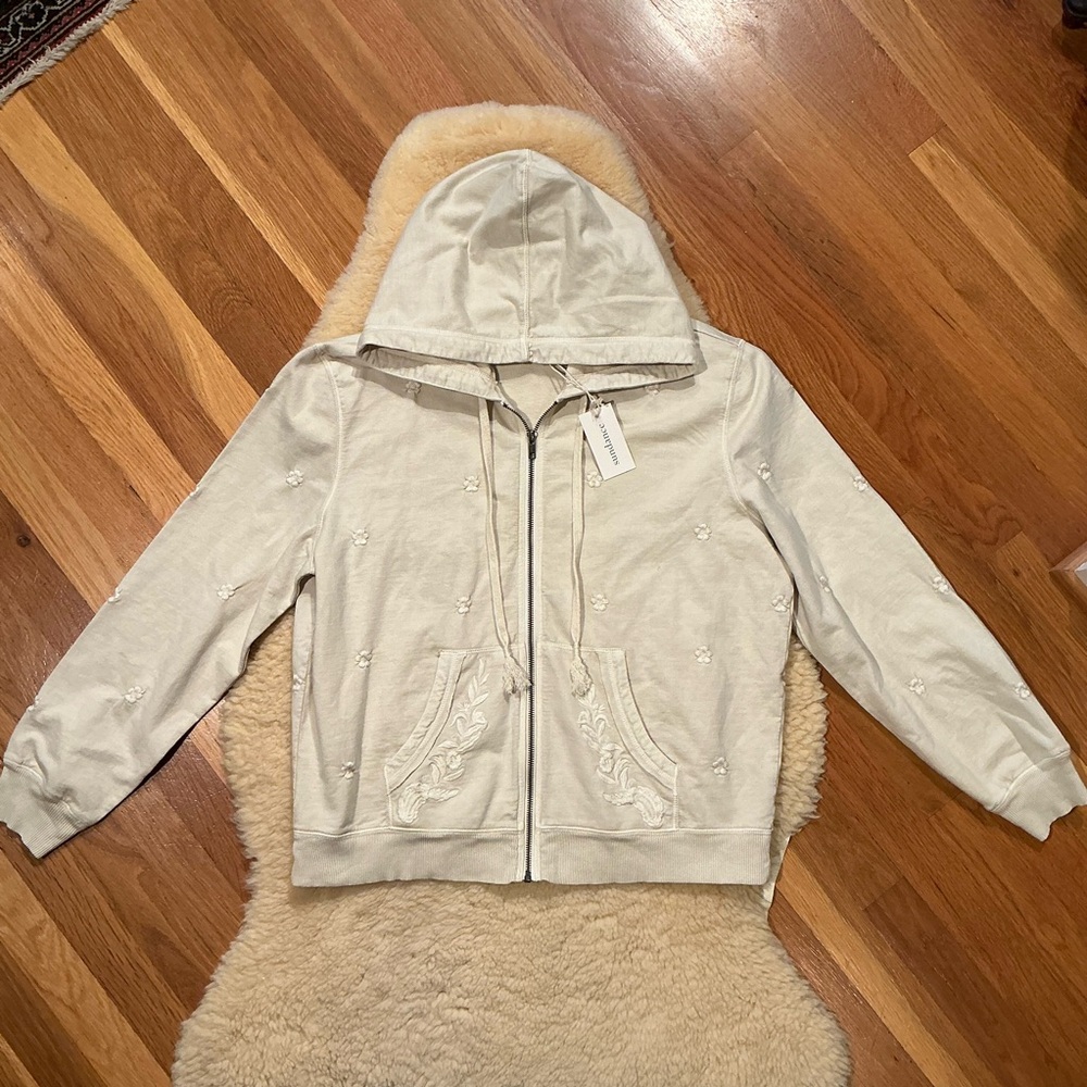 Sundance off-white embroidered zip up hoodie jacket